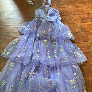 Floral Embroidered Purple Gown